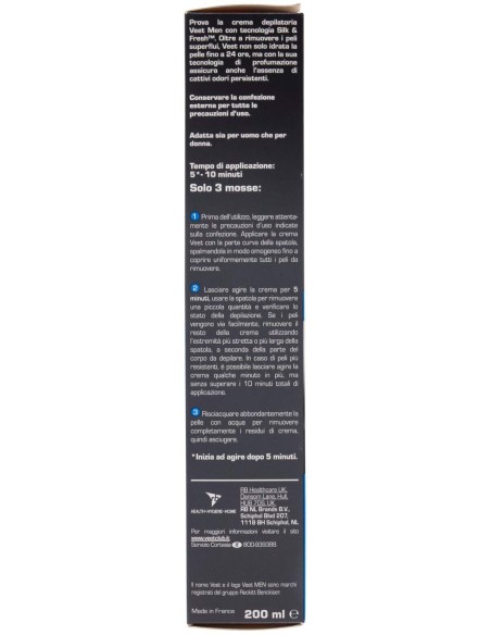 Veet For Men Crema Depilatoria 200ml - Depilazione Maschile Pelli Sensibili